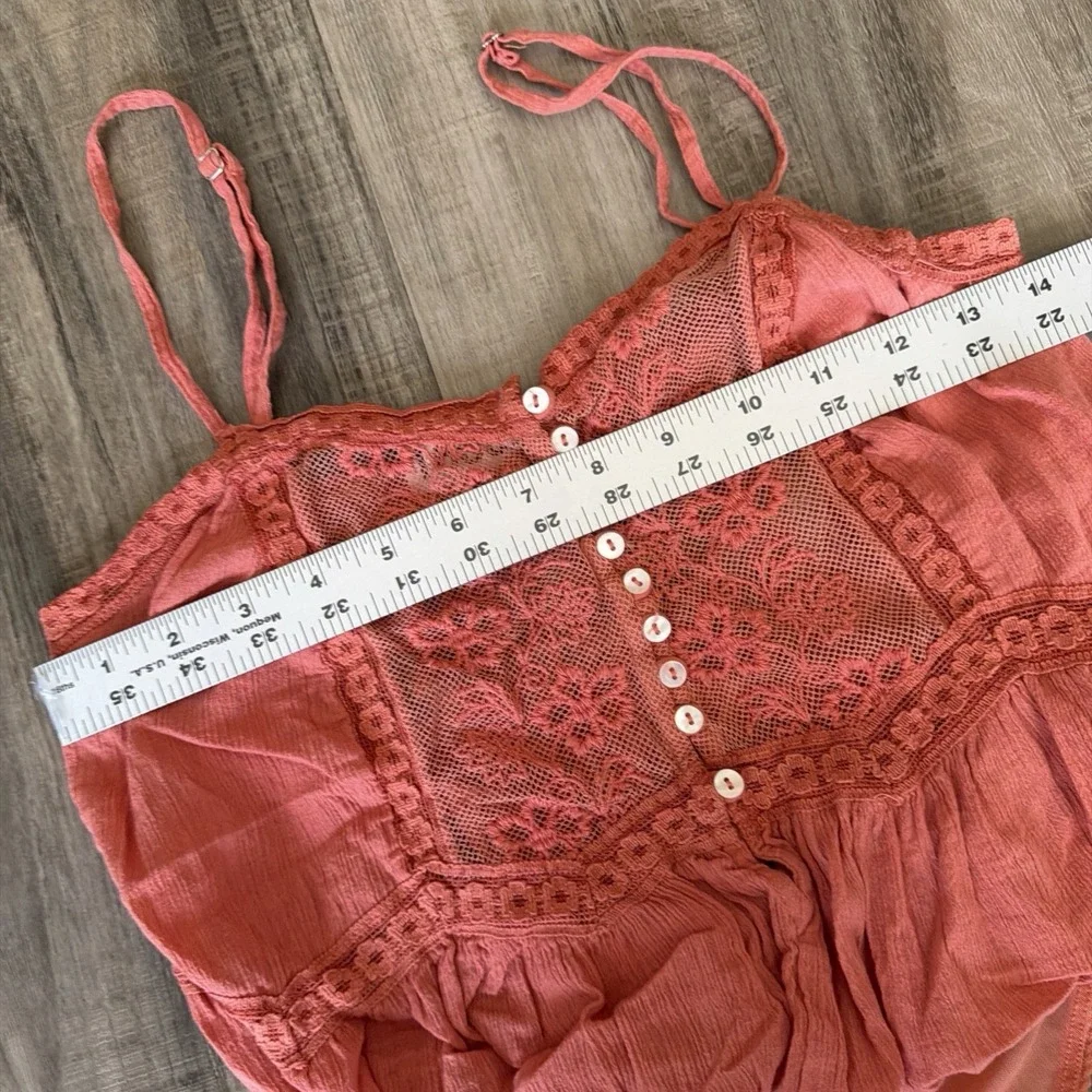 Free People Still The One Lace Embroidered Embroidered Bodysuit Coral Pink XS